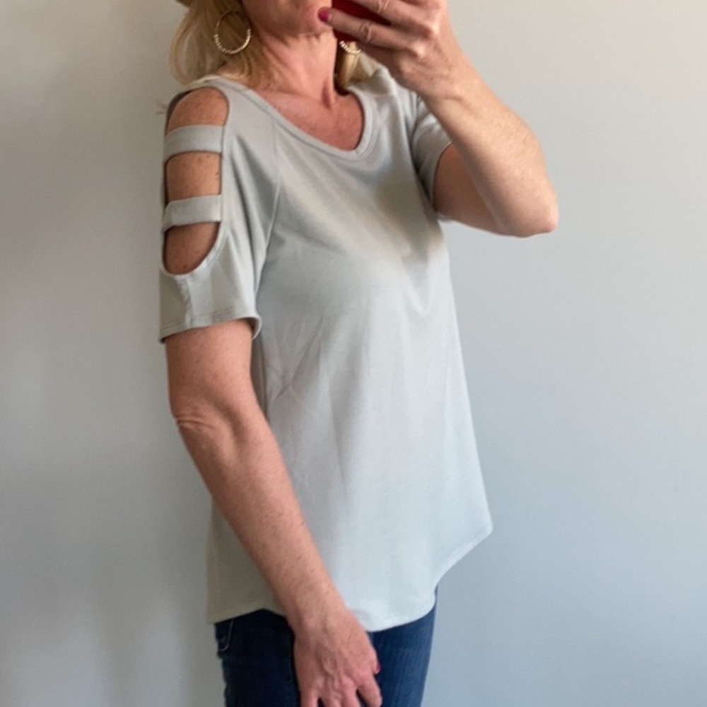 Seafoam Color, Cold Shoulder Top - Picture 6 of 6